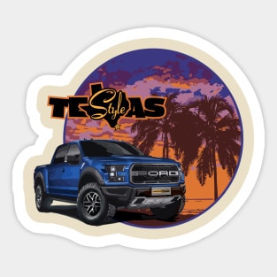 Texas-Style Ford Truck beach scene blue colors Sticker